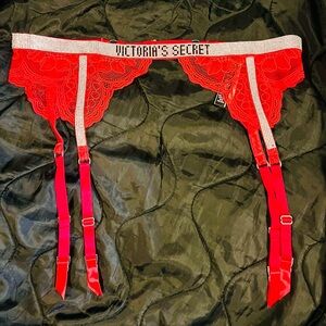 Victoria Secret Very Sexy Red Lace and Rhinestone Garter